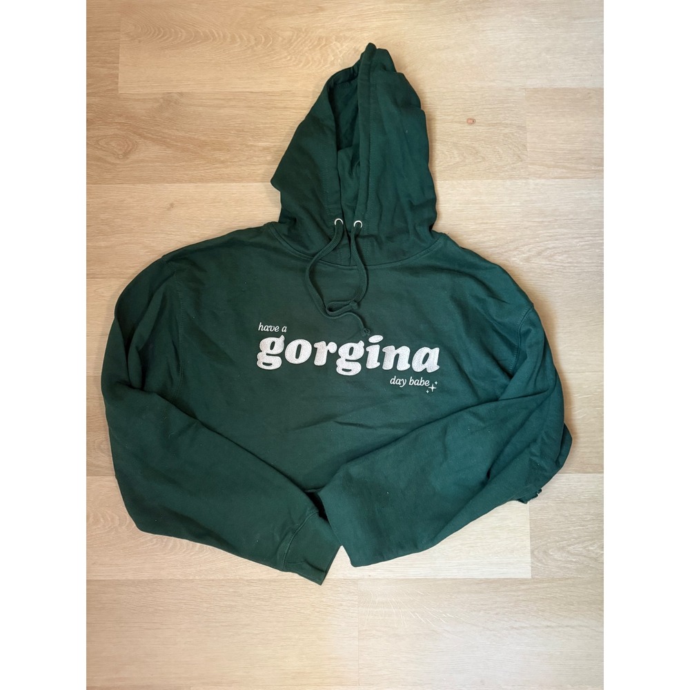Gorgina Forest Green Cropped Hoodie Sweatshirt Women Graphic Green Size‎ Large